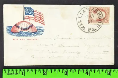 Antique Civil War Era Flag On Globe Ocean Patriotic Williamsburg PA Mail Cover • $64.95