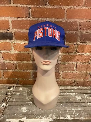Vtg Nwt Rare Nba Detroit Pistons Starter Script Solid Blue Snapback Hat Cap • $39.99
