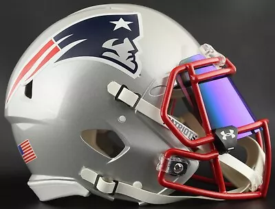 NEW ENGLAND PATRIOTS NFL Football Helmet With BLUE/GREEN Visor / Eye Shield • $359.99