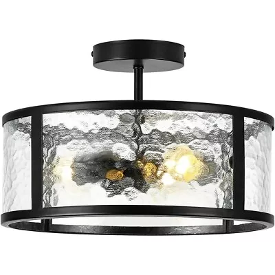 14'' Black Modern Outdoor Ceiling Flush Mount Light Industrial Light Fixture • $79.99