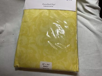 Laura Ashley Emily Yellow Tablecloth 60 X84 Flannelback Nip • $14.99