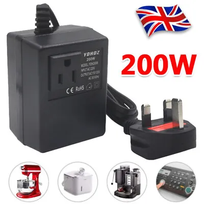 200W Step Down Power Voltage Converter Transformer 220V/240V To 110V/120V UKPLUG • £12.39