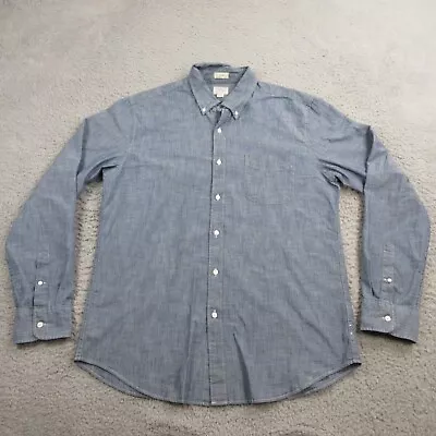 J.CREW Mens Indigo Chambray Work Shirt Size Large Slim Button Down Jean Denim • $24.98