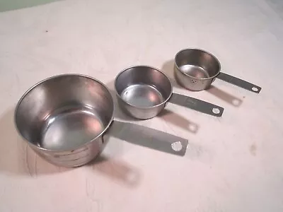 Vintage Lot Of 3 Foley Stainless Steel Metal Measuring Cups - 1  1/3 & 1/4 Cup • $14.99