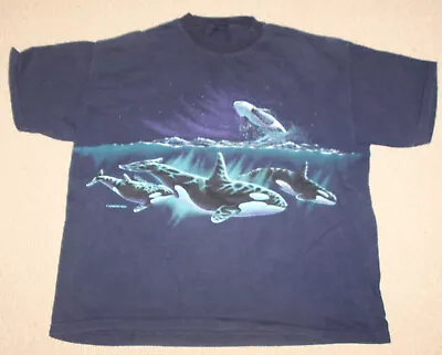Vintage Killer Whale Orca Habitat 1990s 2 Sided T-Shirt Black XL Sea Life Ocean • $34.99