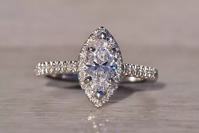 Marquise Cut Natural Diamond Engagement Ring • $6300