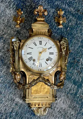 $645 • Buy Rare Large Antique French Bronze Cartel Wall Clock- Lenoir A Paris- 18th Century