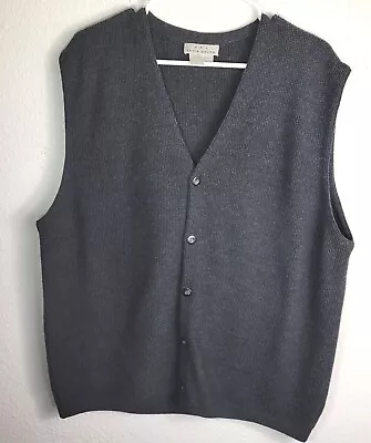 VTG Eddie Bauer Sweater Mens Dark Gray Vest Sleeveless Merino Wool Grandpa Y2K • $19.80