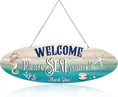 $13.22 • Buy Hanging Sea Decorations Funny Bathroom Metal Wall Decor Sign Beach Marine Theme 