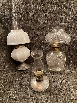 Vintage / Antique Kerosene Lamps ( Miniature ) ... Clear / Floral ... Milk Glass • $20