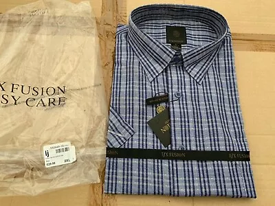$15.84 • Buy F/X Fusion Men's S/S Textured Dobby Shirt Blue 2XL New Rrp £29.100