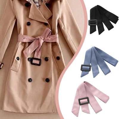 Trench Coat Belt Adjustable Buckle Decorative Simple Casual Long Windbreaker • £6.55