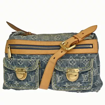 LOUIS VUITTON Buggy PM Shoulder Bag Monogram Denim Leather Blue M95049 45RJ605 • $1180