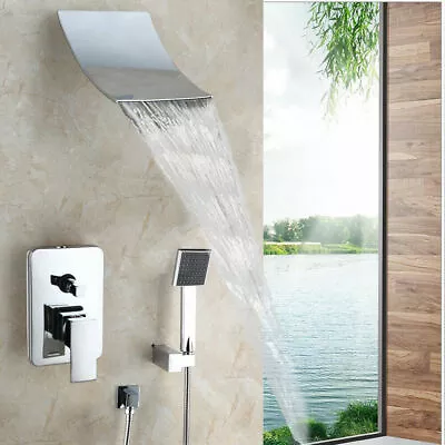 Bathroom Chrome Waterfall Shower Tub Handheld Spray Mixer Valve Faucet Set Tap • $89.99
