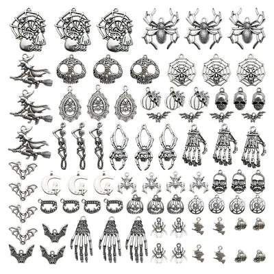 £6.99 • Buy 80pcs Halloween Charms Silver Tibetan Mixed Pendants Jewellery Bracelets Crafts