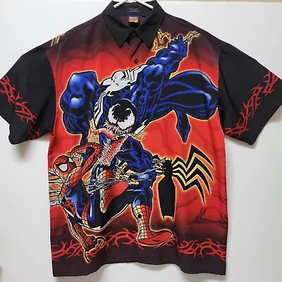 Marvel Comics Spider-Man Vs Venom Button Shirt Sz Large 2001 Vintage- Read ALL  • $24.99
