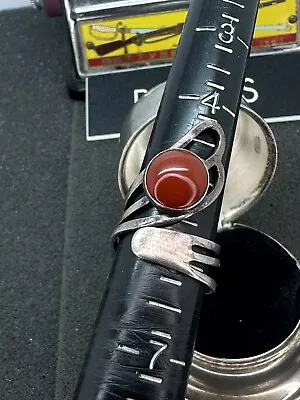 $20 • Buy Sterling Silver Vintage Adjustable Carnelian Bypass Ring 