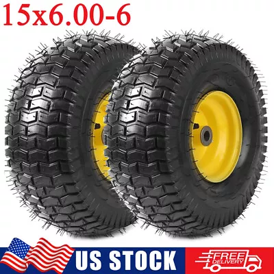 2Pack 15x6.00-6 Tires With Rim 4 Ply Tubeless For Lawn & Garden Mower Turf Tires • $68