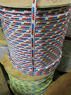 5/16  X 150'SailHalyard LineJibsheets Double Braid Rope Red White Blue 3600LB • $99.99