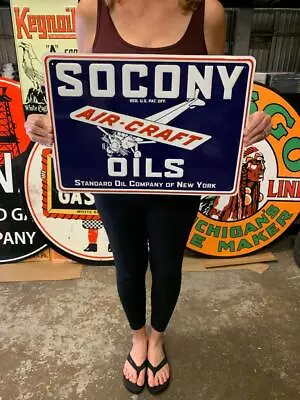 Antique Vintage Old Style Sign Socony Standard Oil Made In USA • $55