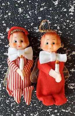 Vintage KNEE HUGGER Christmas Pixie Elf Wings Felt Stripe LOT Of 2 Japan EUC • $34.99