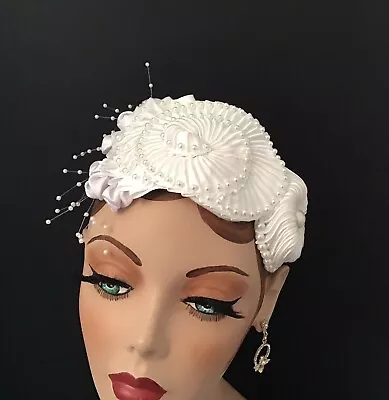 £80 • Buy White Silk Ribbon Nautilus Wedding Fascinator