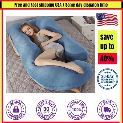 $95.95 • Buy Pregnancy Velvet Pillowcase Maternity Belly Pillow Body G Shape-Extra Large Blue