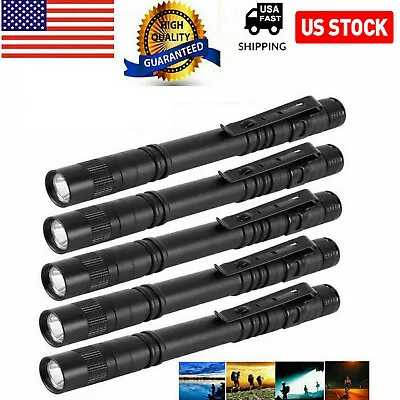 5 Lot Pcs  Flashlight Portable Pen Torch Lamp Clip Mini Light Penlight US • $15.69