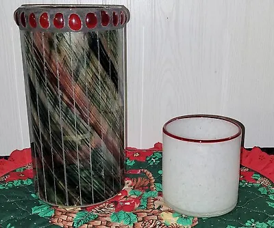 🎅9.75  Mosaic Stain Glass Christmas Vase PLUS FREE 4  Blown Glass Candle Holder • $28