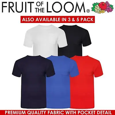 Fruit Of The Loom Mens Womens T Shirt Heavy Cotton Short Sleeve Crew Pocket Tee • £3.99