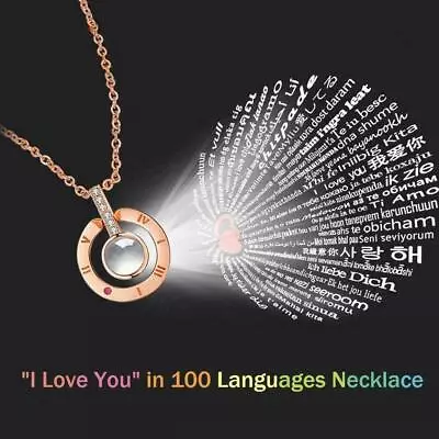 100 I Love You Necklace Rose Gold GP Roman Numerals Pendant Memory Of Love Gift • £2.79