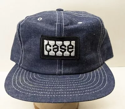 VTG CASE Tractor Blue Denim Trucker Snapback Hat/Cap Louisville MFG MADE In USA • $39.99