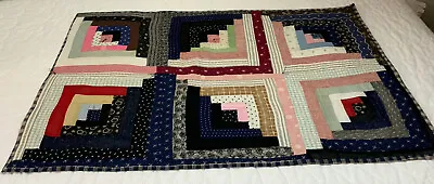 Vintage Patchwork Quilt Table Topper Log Cabin Early Calico Prints Florals • $60