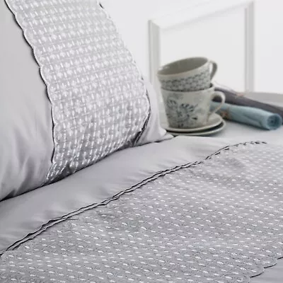 Orchard Highly Embroidered Lace Grey Duvet Cover Set Double 144TC Bedding • £19.99