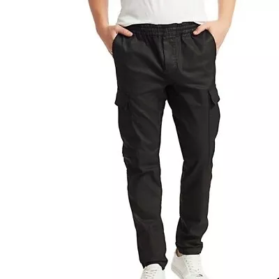 NEW J Brand Black Coated Fenix Slim Slouch Cargo Pull On Pants Size Small • $129