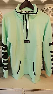 Victorias Secret Pink Small Half Zip Pullover Sweatshirt Green S/P/CHLogo • $11.75