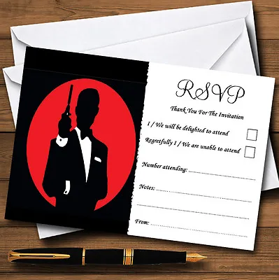 James Bond Special Agent Personalised Wedding Or Party RSVP Cards • £77.95