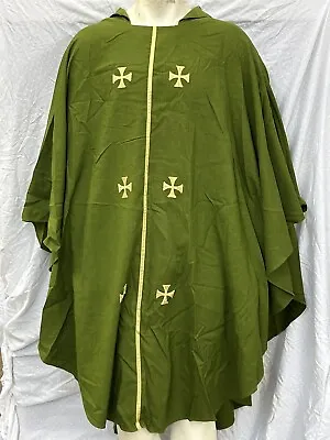 Vintage Olive Green Woven GASPARD Chasuble Liturgical Priest Vestment • $155