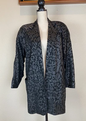 $24.99 • Buy VAKKO Women's Black Leopard Jacket Blazer Size Xs Open Front