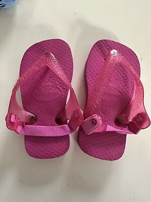 Baby Girls Havaianas Pink Flip Flops Size 5 EUR 22 (V) • £3.99