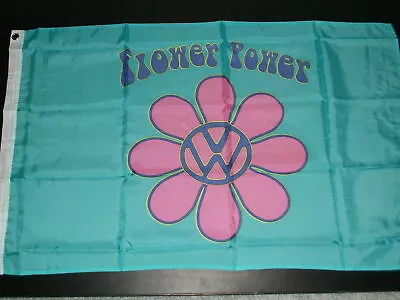 £8.50 • Buy Aqua, Flower Power, 5' X 3' Flag, Volks, Plymfest, Derbyshire Dubs, Vw Festival.