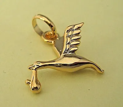 London Gold Stork With Baby Charm Attaches To Links Of Your Bracelet Necklace • £4.50