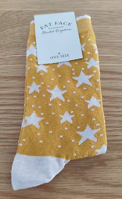 BNWT FAT FACE Ladies Mustard Star Socks One Size UK 4-7 • £5.99