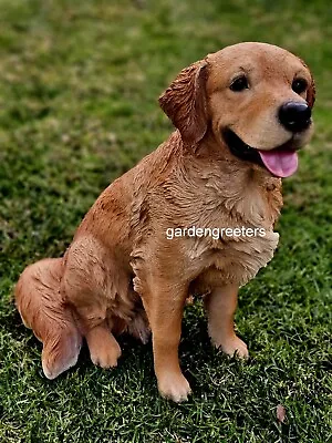 Lifesize Large Golden Retriever Sitting Statue Golden Retrieve Figurine • $194.99