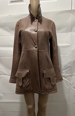 Martin Grant Paris Lambskin Brown Leather Jacket Women’s Size M • $499