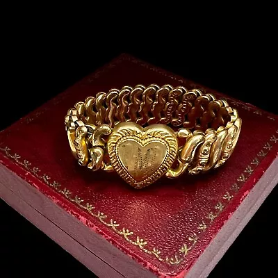 Antique Vintage Nouveau 14k Rose Gold Filled Sweetheart Expansion Bracelet 27.4g • $50