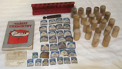 Vtg. 1936 A.C. Gilbert Chemistry Set Pieces Book Rare Wood Containers Labels • $74.99