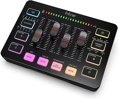 FIFINE RGB PC Gaming Audio Mixer With XLR Microphone Interface For Podcast • $36.99