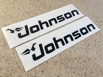 Johnson Vintage Outboard Motor Decals 2-PK Black 9  FREE SHIP + FREE Fish Decal • $8