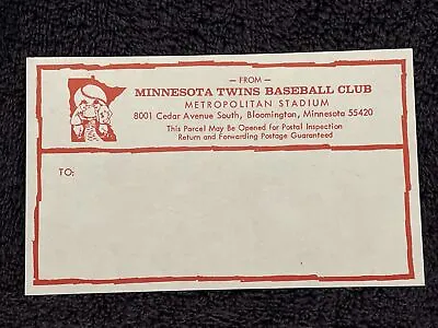 VINTAGE&RARE 1960's Minnesota Twins Metropolitan Stadium Mailing Label MINT!! • $19.99